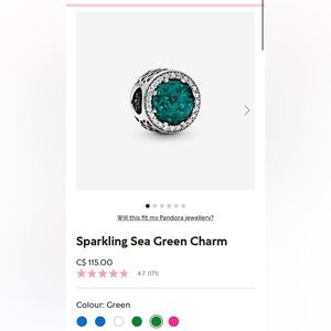 Authentic Pandora Sparkling Sea Green Charm